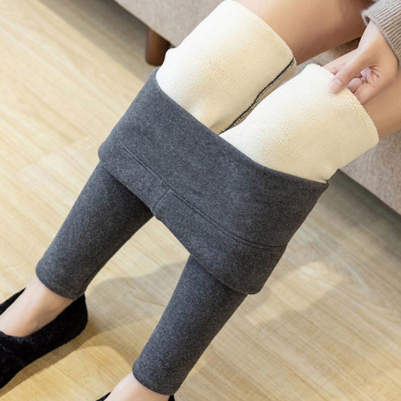 Women's Leggings for Outer Wear, Plush and Thickened Skinny Pants, High Waist Elastic Cotton Pants