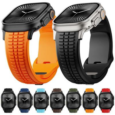 Rubber Watchband For Apple Watch Band Ultra 3 2 1 49mm Sports Silicone Bracelet For iWatch 11 10 9 8 SE 46mm 45mm 44mm Men Strap