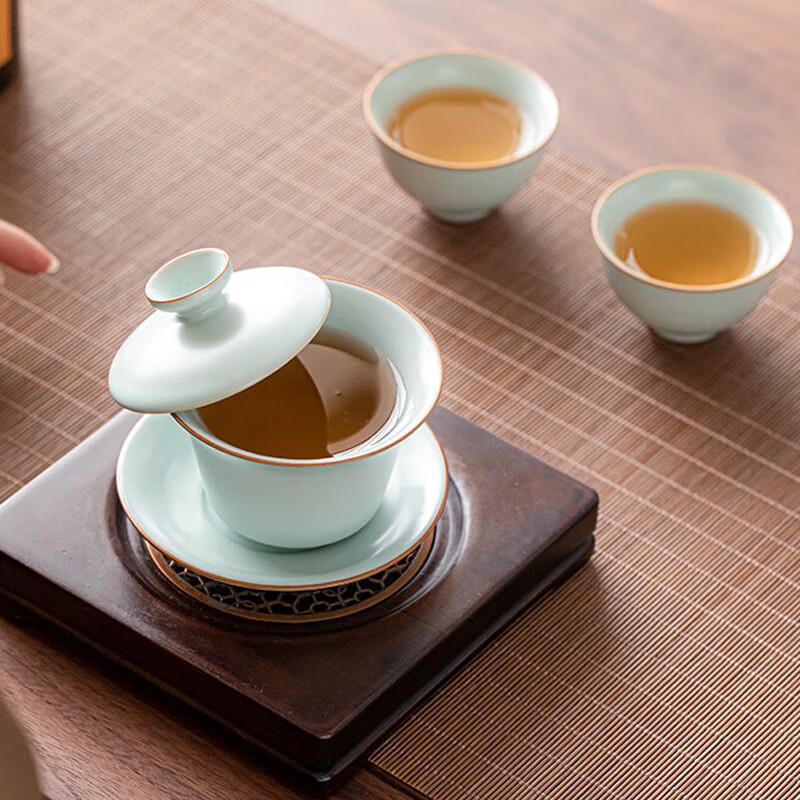 Ru Kiln Ceramic Gaiwan Tea Set with Cups