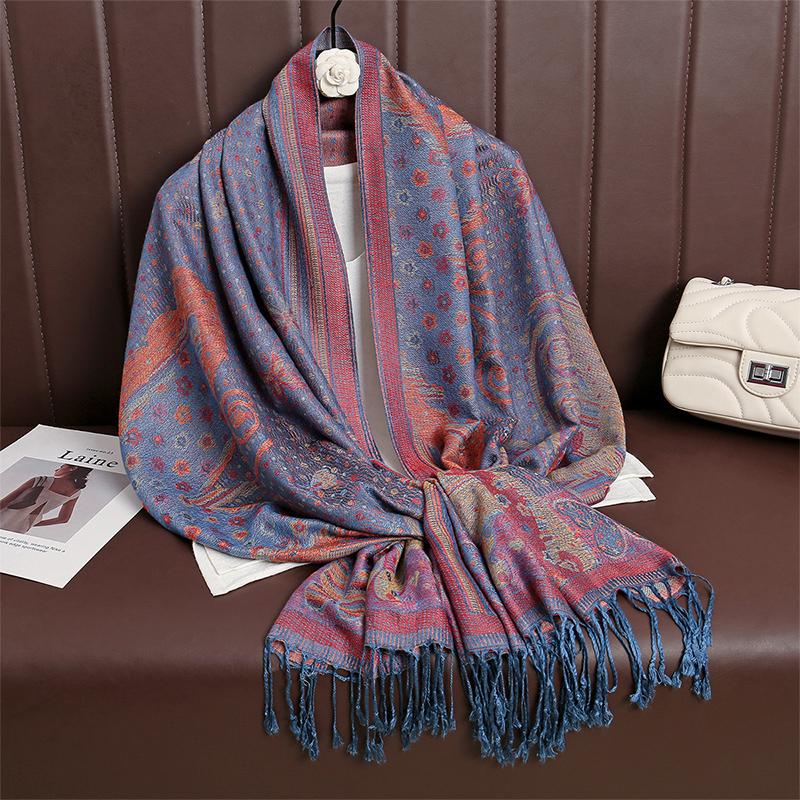 Women Paisley Scarf Cashmere Feeling Pashmina Shawls Tassel Hijab Head Wraps Femme Winter Scarves Foulard Bufanda