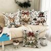 Christmas Decoration Pillowcase Garland Bell Snowman Fawn Pattern Suitable for Home Room Sofa Cushion Cover Holiday Gift