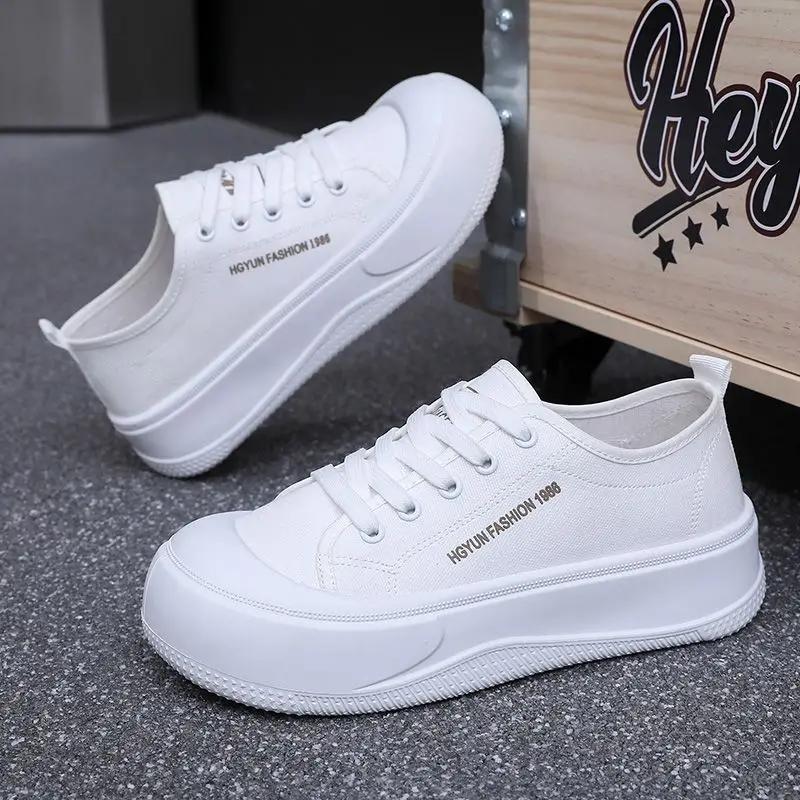 Spring Autumn Women's Canvas Shoes On Sale Walking Korean Trends 2025 Fashion High Quality Daily Routine Casual Ladies Footwear
