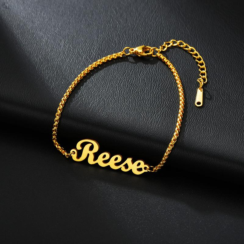 Atoztide Customized Bracelet Personalized Special Chain Nameplate Women Kids Stainless Steel Gold Color Bangle Chrismas Gift