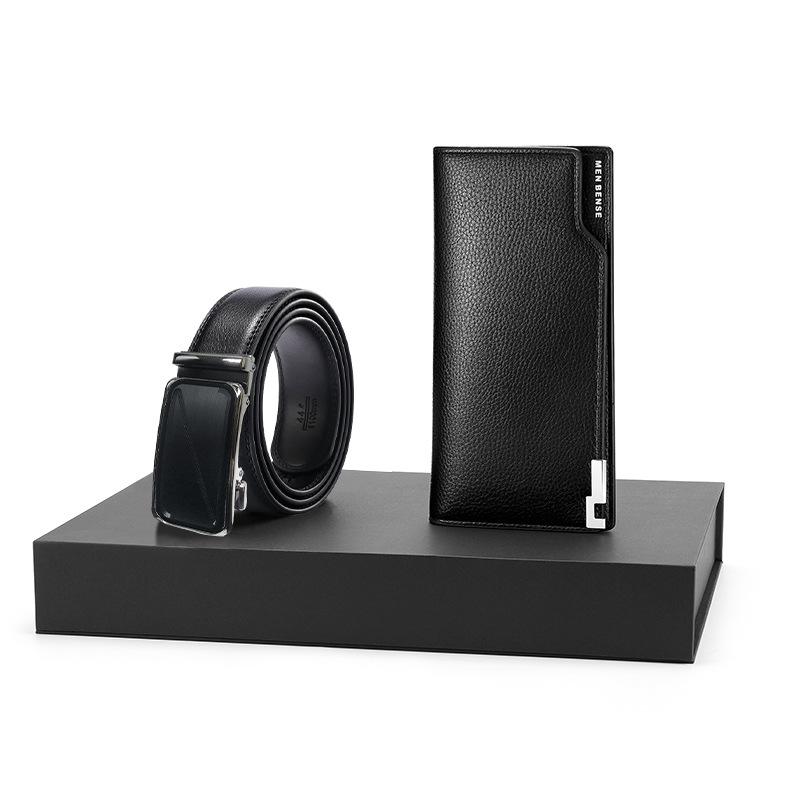 Ew schwarze Geldbörse Geldbörse Gürtel Set Herren Rindsleder Geschenkset Kombination Business Gürtel