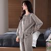 Pajamas women spring and autumn autumn pure cotton long-sleeved mother autumn cotton middle-aged large-size cardigan loungewear set