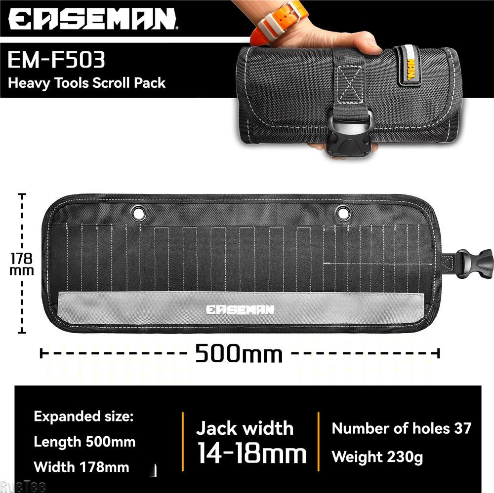 EASEMAN 37 Holes Drill Screwdriver Bits Organizer Roll Up Tool Bag with Buckle for Hang on The Wall Electrician Man Gift