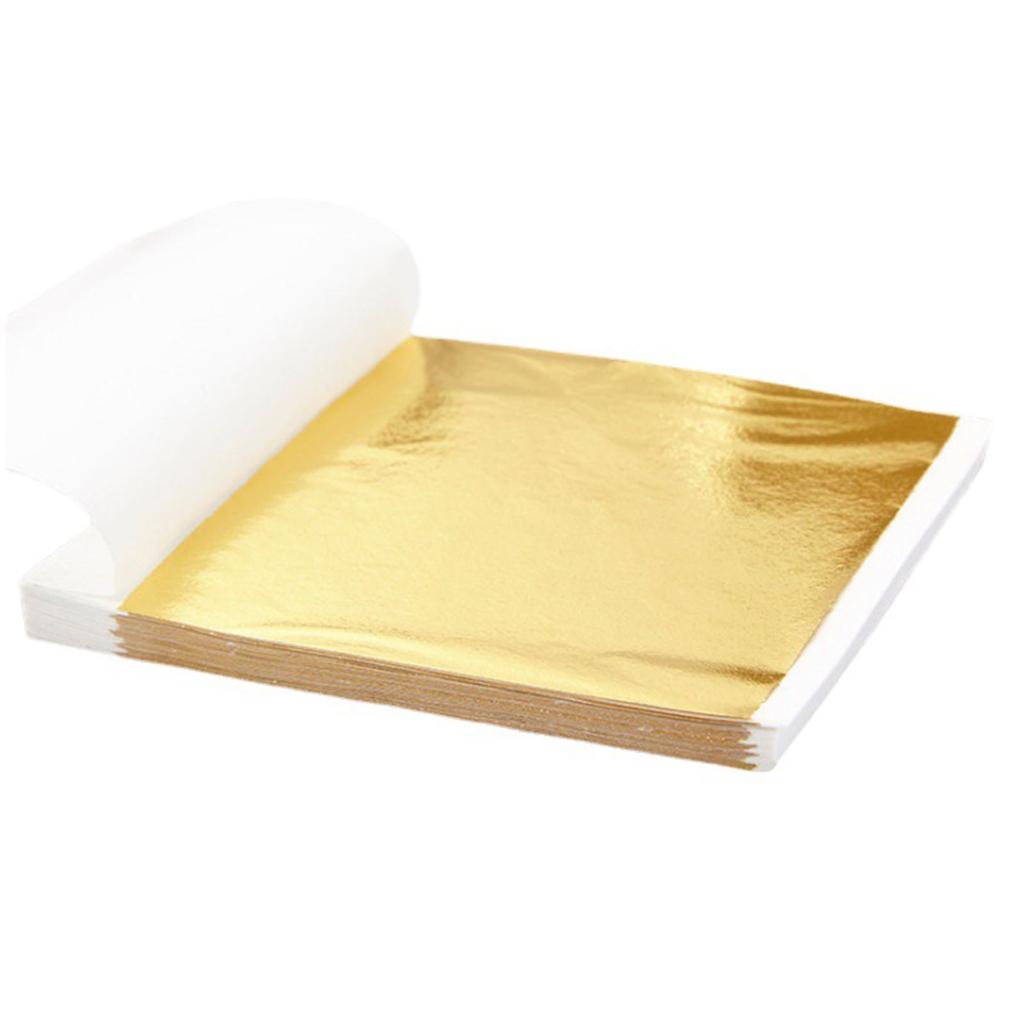 200pcs Gold Foil Leaf Paper Sheets Durable Anti-Crack Gold Foil Sheets for Nails Face Eyes Hair