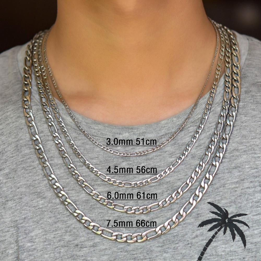 3-11.5mm Men's Stainless Steel Link Figaro Chain Necklace for Women Punk Boy Copper Color Choker Metal Jewelry Accessories Gift
