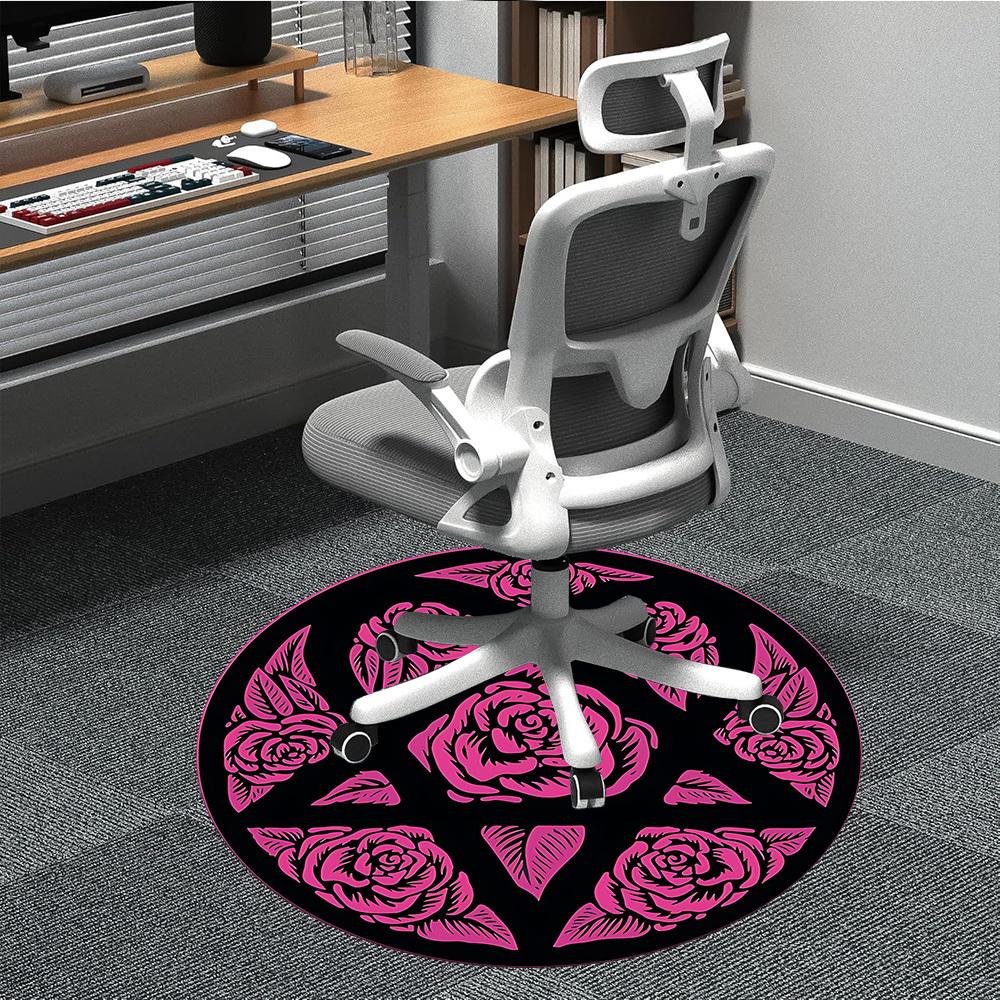 

1PC Rose Pattern Chair Carpet for Office Non-Slip, Lightweight, Machine Washable Rug for Office, Sleeping, Room - Holiday DecorPolyester, Ma 80cm by 80cm