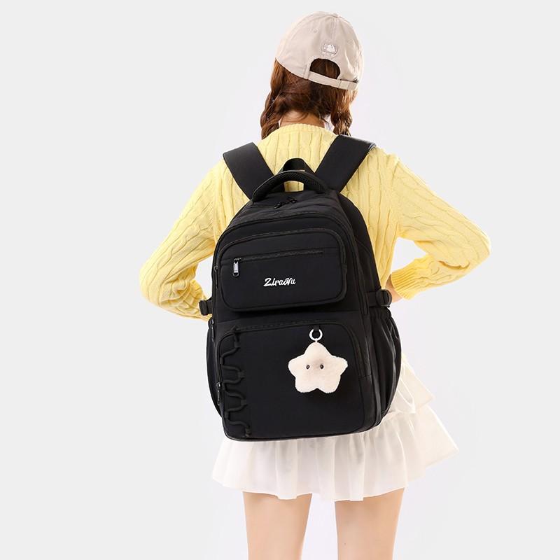 Schoolbag new student burden reduction lightweight backpack large capacity multi-compartment backpack daily photo clock in high value bag
