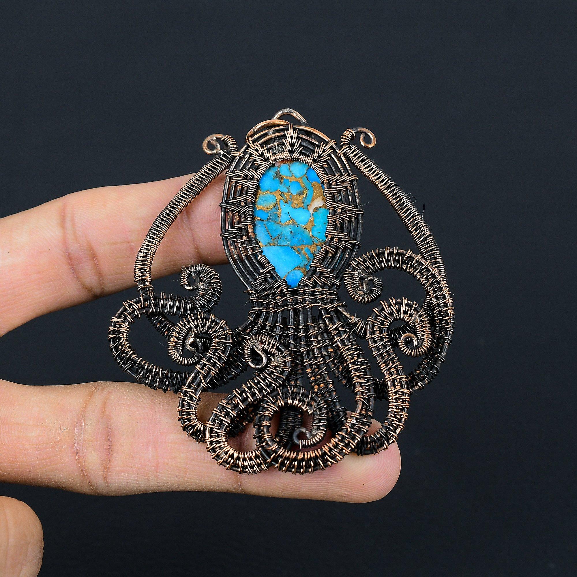 

Подвеска Мульти Медь Спини Ойстер, Подвеска из Натурального Камня Ручной Работы, Обмотанная Медной Проволокой 999 пробы, Антикварное Ювелирное Изделие, Для Подарка Серебряное Ювелирное Изделие 2.55 Inches