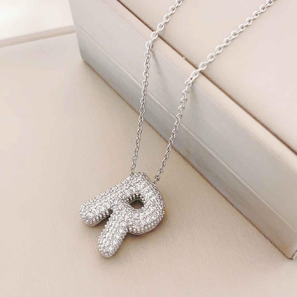 Necklace Female English Alphabet Necklace Female Hip Hop Full Zircon Delicate Clavicle Chain Personality Necklace
