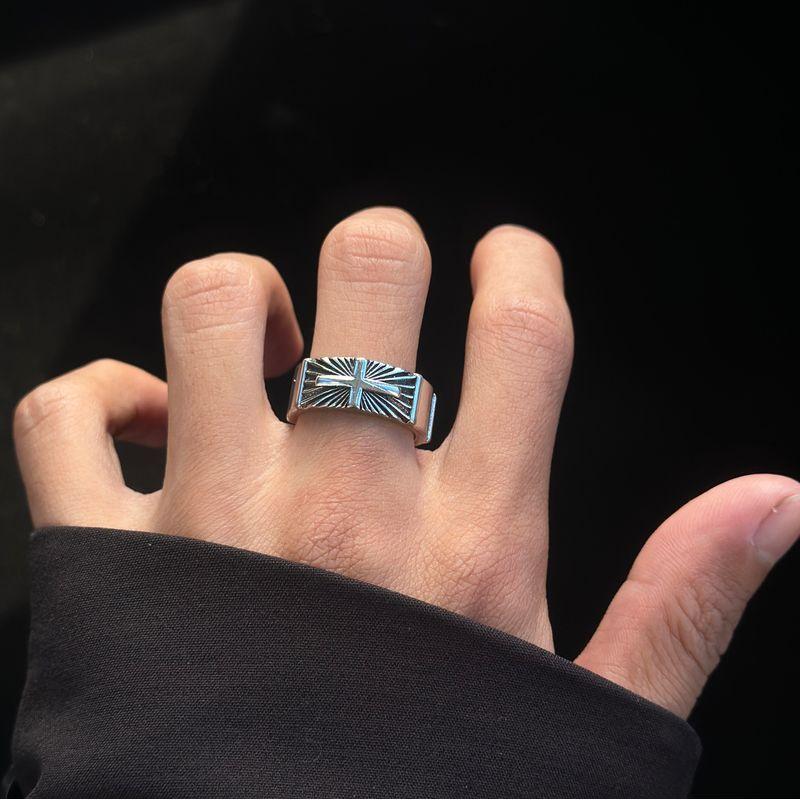 

Fashion Style Distressed Retro Ring Men Trendy Brands Cross Opening Adjustable Hip Hop Fancy Index Finger Ring Style 41 Adjustable opening