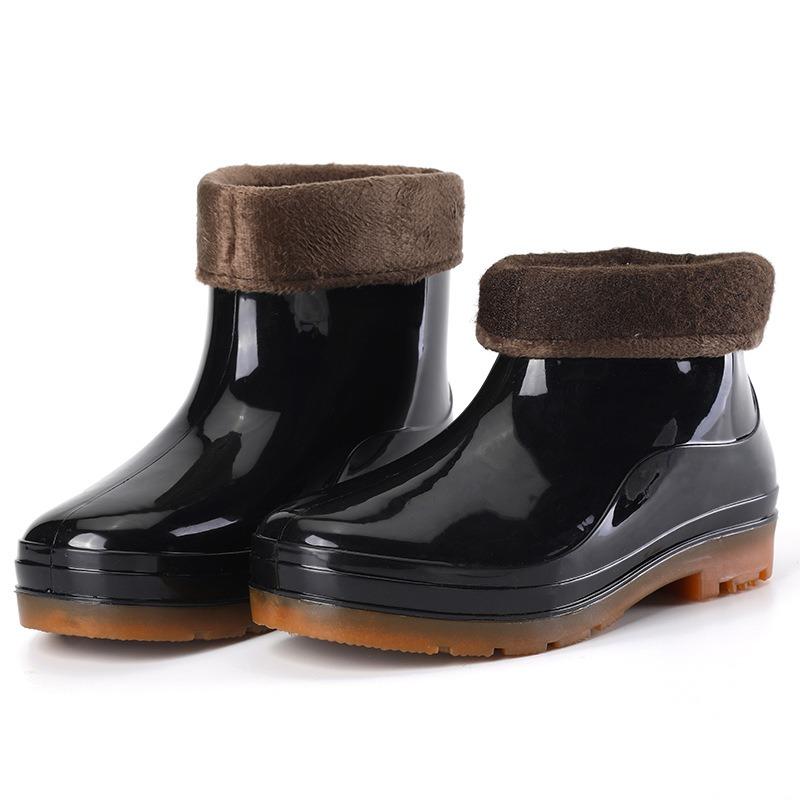 3 Neue Samt warme niedrige Schaft Regenschuhe Herren 13 Wollmund Baumwolle Arbeitsschutz Low Top Regenstiefel Wasserschuhe