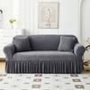 Leaf Texture All-Inclusive Skirt Sofa Cover with Ruffled Trim - Stretchy Polyester-Spandex Blend Fits 1-4 Seater Couches for Living Room, Bedroom
