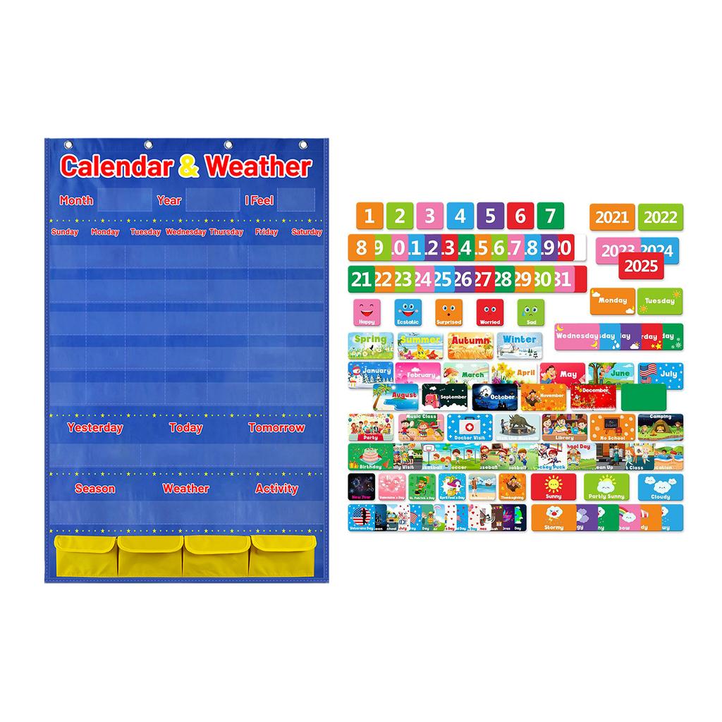Kalender Väder Fickdiagram Klassrum Månadskalenderdiagram med 114 Kort för Klassrum Förskola Hemskola