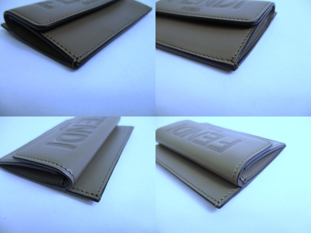 Authentic FENDI ROMA Grege Leather Gold H/W Coin Purse Credit Card Holder #a798  Refurbished