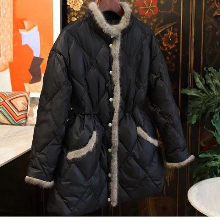 

Зимняя модная куртка свободного покроя из хлопка с необработанным краем 2024 года — с длинным рукавом, плотная и теплая L