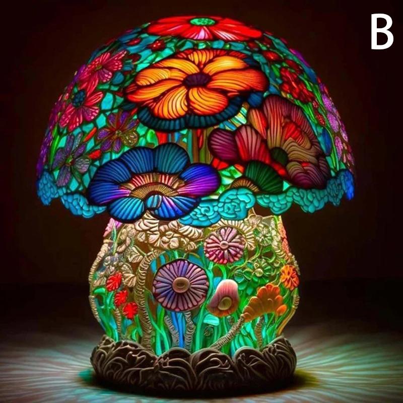 

Креативные настольные лампы серии Stained Plant из смолы, красочные прикроватные тумбочки для спальни, цветы, грибы, ретро настольная ночная лампа, атмосферный свет