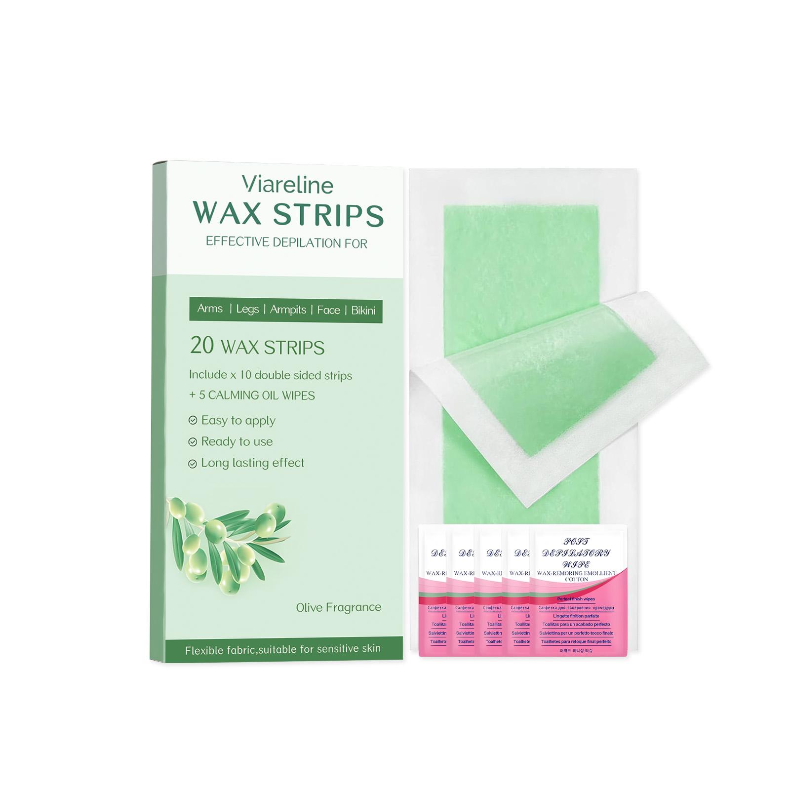 Viareline Facial and Body Hair Removal Wax Strips Gentle Root Removal of Fine Hair Body Cleansing Strips