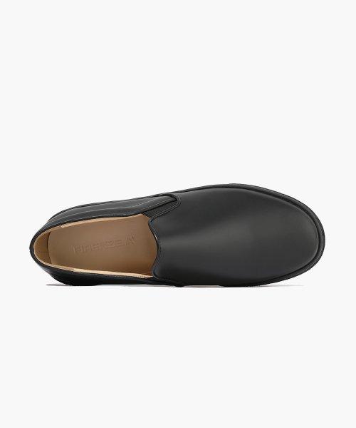 [FIRENZE ATELIER] Full-Grain Cowhide All-Black Simple Slip-On 4005-AB