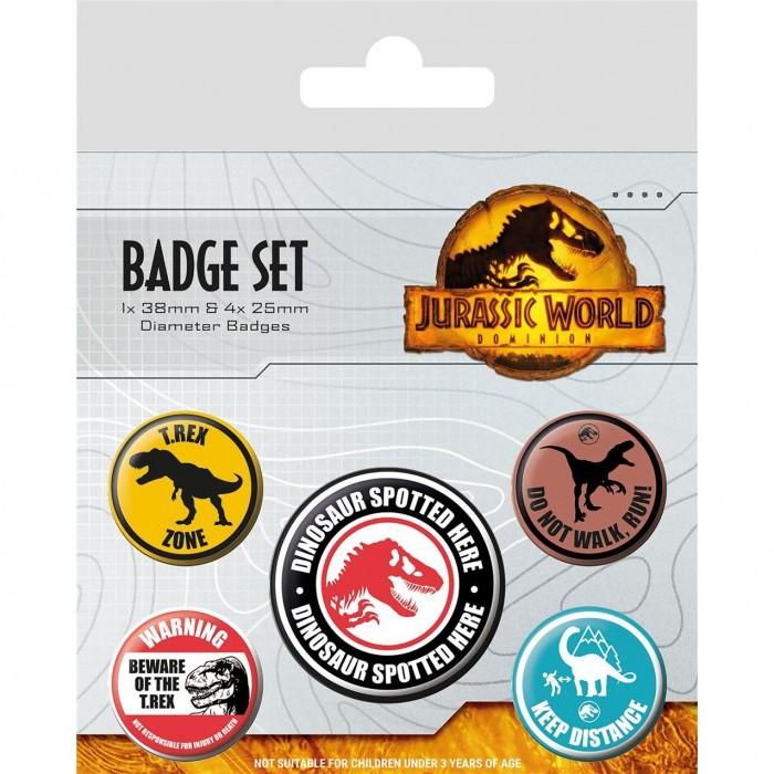 Pertemba Fr - Arts & Hobbies Black Jurassic World: Dominion Warning Signs Badge Set (Pack Of 5) Size 5