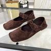 Chaussures Mary Jane en Cuir Véritable pour Femme avec Nœud Bout Carré Chaussures Plates Confortables Polyvalentes Décontractées pour la Marche Printemps Été