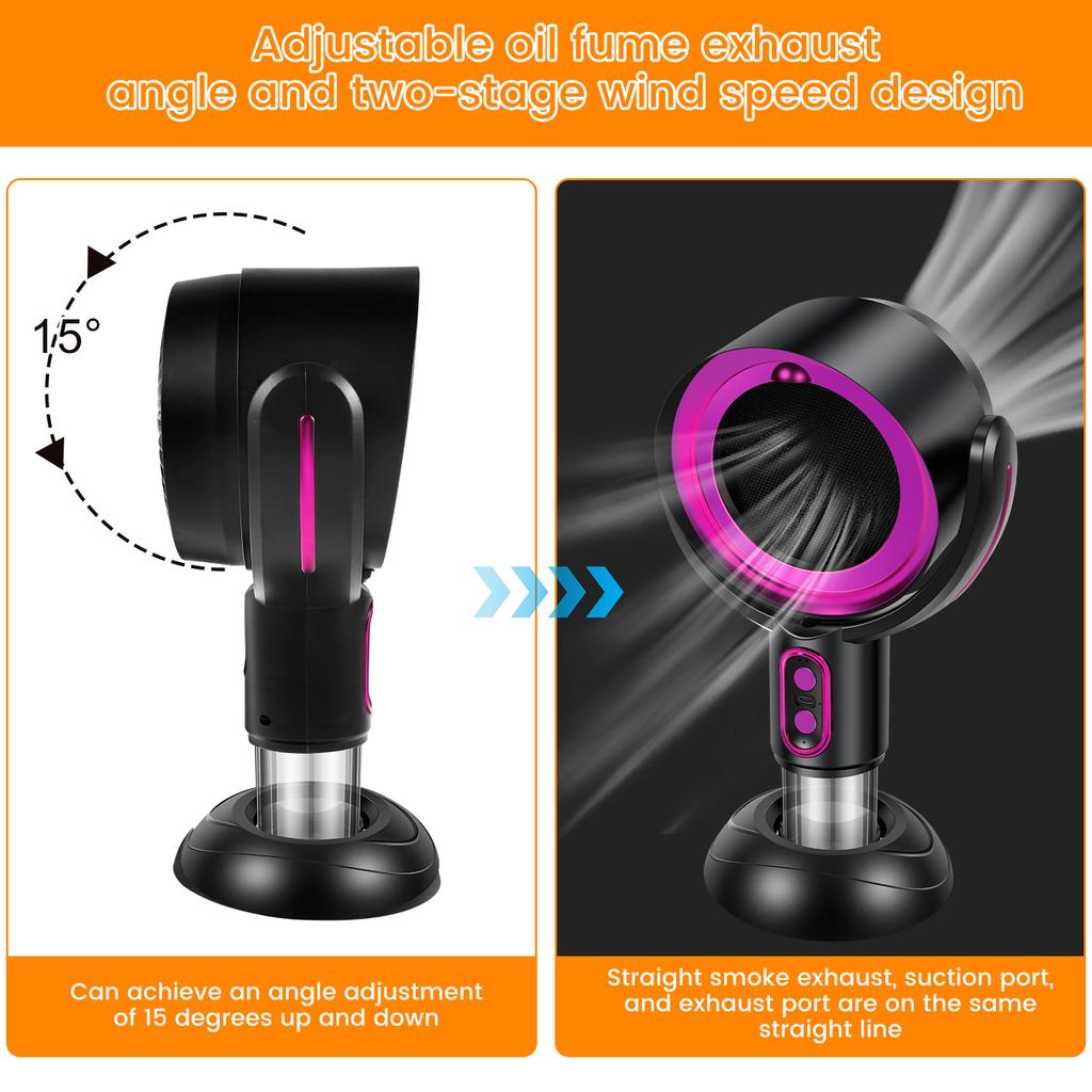 Desktop Range Hood,Mini Portable Extractor Hood with 2 Speed Adjustment, for Indoor BBQ, Wireless Desktop Kitchen Range Hood