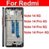 Para Xiaomi Redmi Note 14 14 Pro Plus 4G 5G Marco Frontal LCD Marco Medio Carcasa Con Botones Laterales de Encendido y Volumen Piezas de Reparación