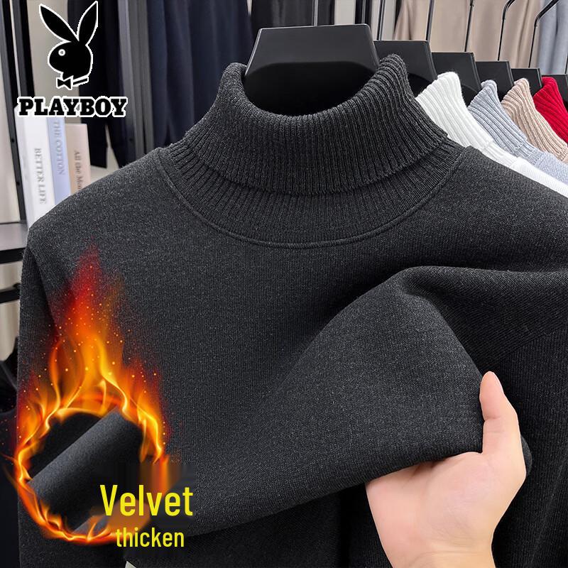 PLAYBOY Men s Plush High-Neck Pullover Sweater L