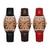 Ladies Watch with Soft Leather Strap Retro Barrel Shape Dial Watch Simple Elegant Vintage Style Watch for Women Daily Office Party Wear