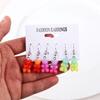 3 Pairs/Set Candy Color Acrylic Gummy Bear Drop Earrings for Women Korean Transparent Resin Jelly Bears Earring Sets Y2k Jewelry