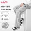 Baleno Men's American Retro Knit Straight Wide-Leg Pants with Geometric Logo