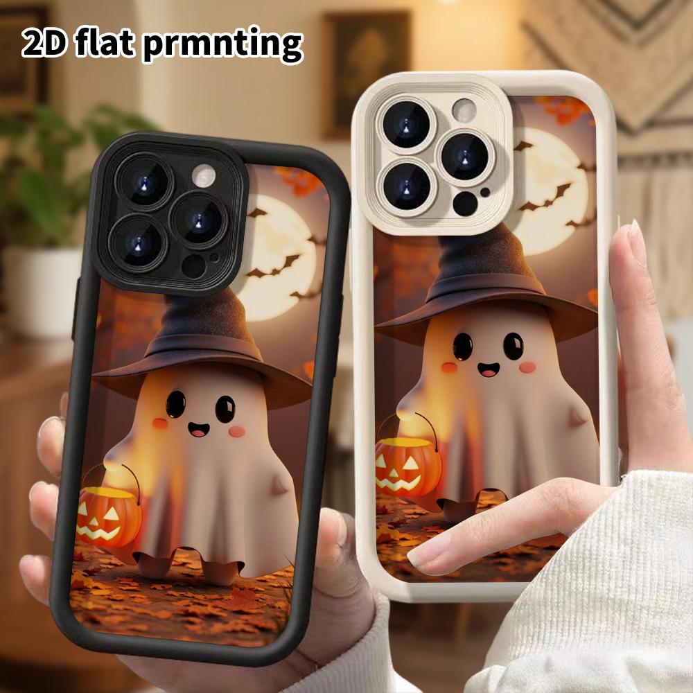 Phone case: 2D flat, suitable for iPhone 18 17 16 15 14 13 Pro protective case, cute little ghost, perfect Christmas and Halloween holiday gift