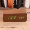 Elektronické digitální dřevěné LED budík Zvukové ovládání Teplota Stolní 1#