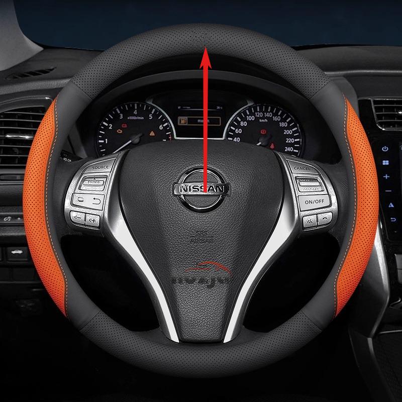 Leather Car Steering Wheel Cover for Nissan Patrol Tiida NP300 Frontier NV200 Navara Accessories