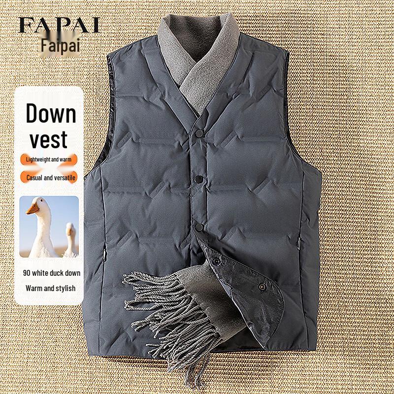 FAPAI Men s V-Neck Down Puffer Vest XL
