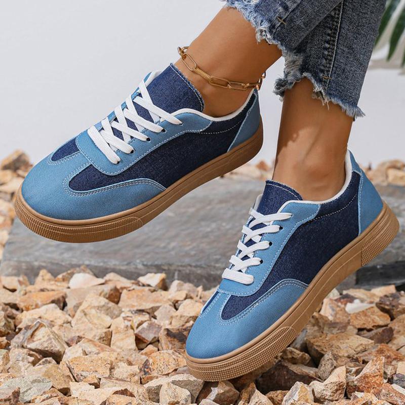 Fashion Spring Autumn Patchwork Canvas Shoes Women Lace Up Flat Heel Canvas Shoes Woman All Match Wear Resistant Walking Sneakers Mujer