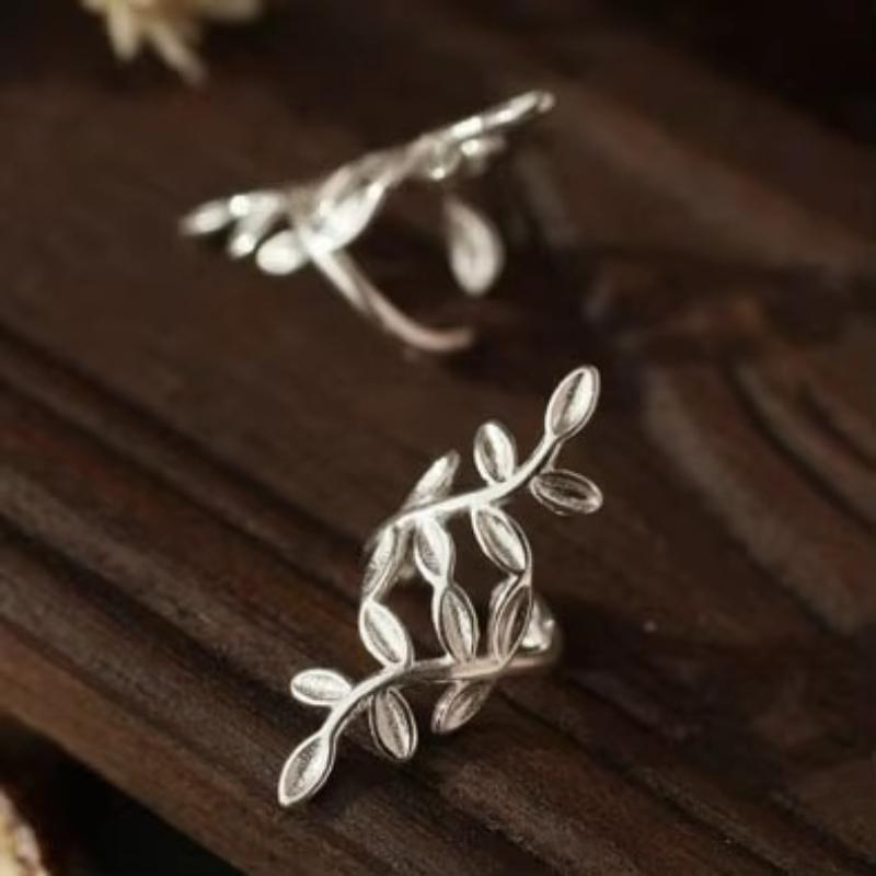 925 Silber Blätter Clip-Ohrringe Ohr-Manschette Für Damen Mädchen Dame Ohne Piercing Ohrring Schmuck