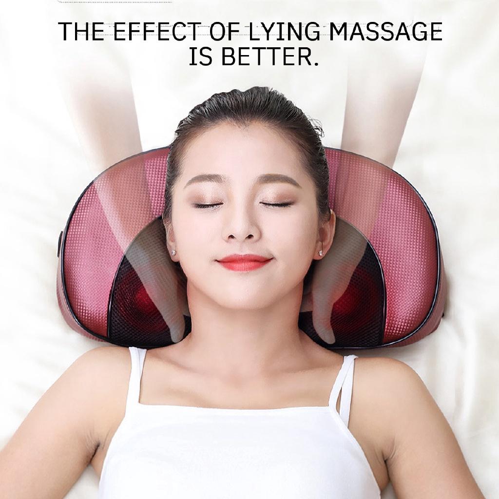16 Heads Electric Neck Back Heat Massage Pillow Shiatsu Shoulder Deep Kneading Massager Infrared therapy for shiatsu