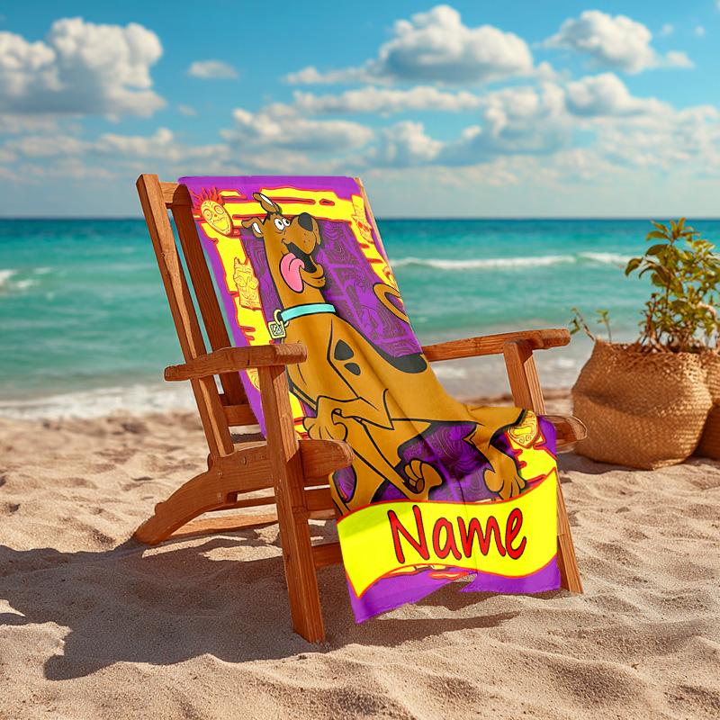 Personalized customized proof beach towel with Scooby-Doo pattern - soft, absorbent,quick-drying,perfect swimming,camping&bathing