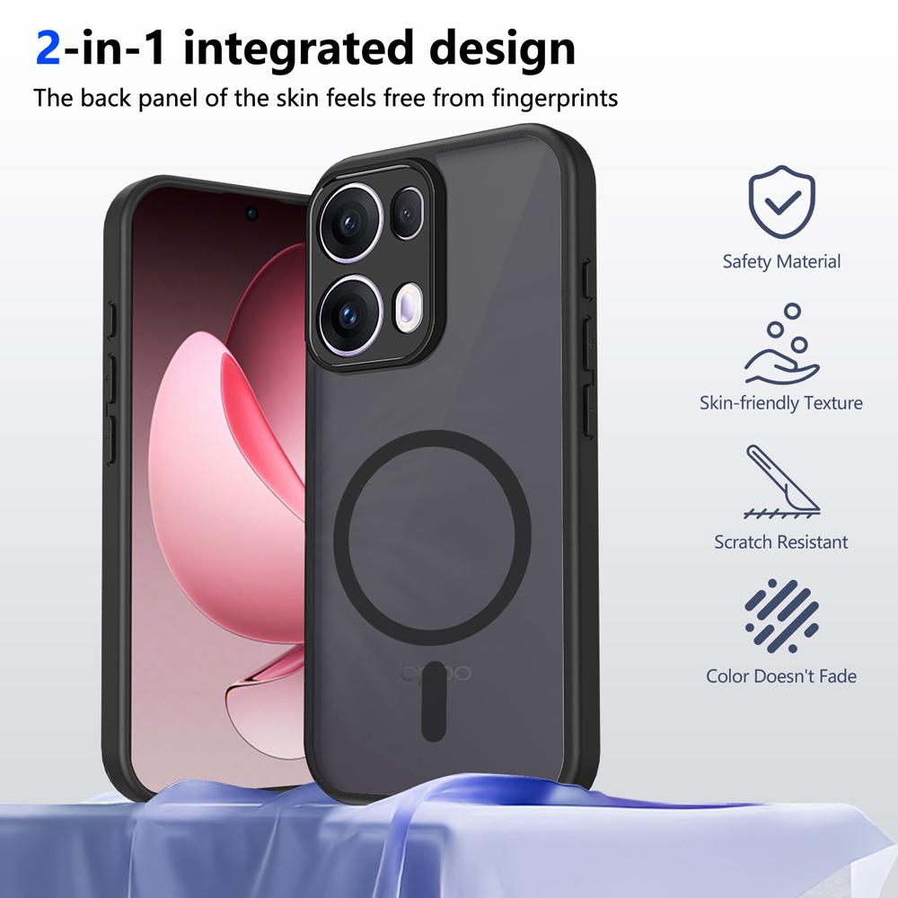 KEYSION Magnetic Phone Case for OPPO Reno13 13 Pro 5G Silicone+PC Matte Translucent Clear Shockproof Cover for OPPO Reno13 F 5G