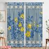 2pcs,2D Plane Printing Print Curtains Blue Yellow Floral Stripes Polyester (without Rod) Decorations Inside Use for Bedroom,