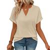 Stylish Women's Casual V-neck Short-sleeved Color T-shirt