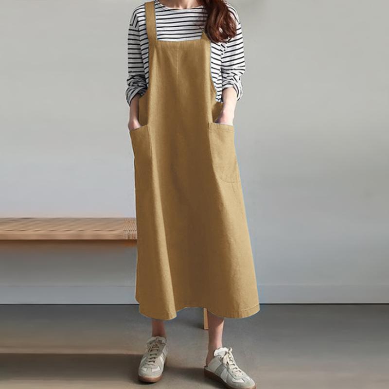 

ZANZEA Женское повседневное свободное летнее платье без рукавов с квадратным вырезом 5XL хаки