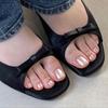 24Pcs Pearlescent White Press On Toenails Short Square Stick-On Fake Nails for Women Removable Glossy Glue On False Toe