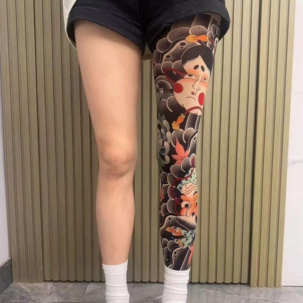 Printed Tights Fake Tattoo Socks Sun-proof Sexy Stockings New Fishing Elastic Socks  Unisex