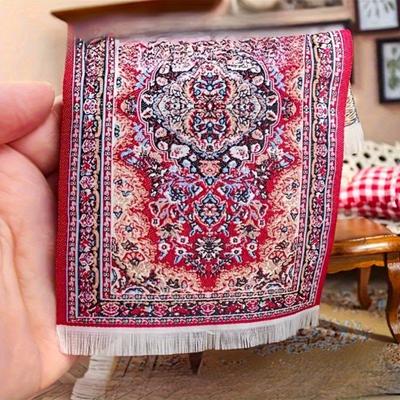 Renus 1pc Mini Carpet Miniature Accessory 1:12 Scale Miniature Household Carpet Model Decor Flower Style Home Accessory Best Gifts