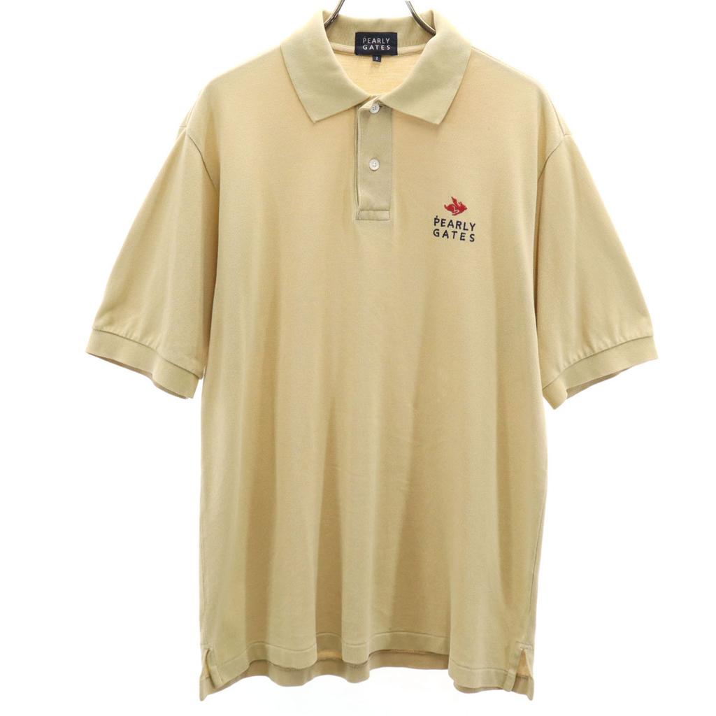 PEARLY GATES made in Japan golf Short sleeve Polo shirt 2 beige Fawn Men's Used