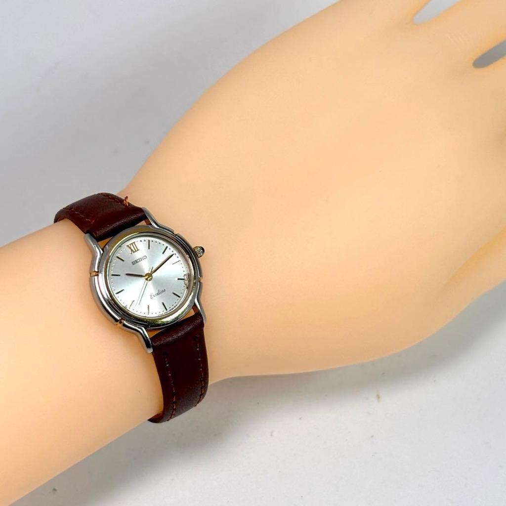 Used Seiko Exceline Ladies Watch, New Belt, Working, Two-tone